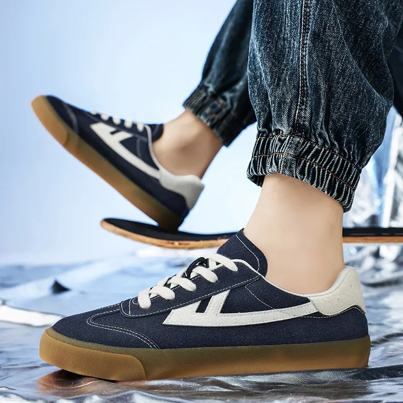 Warrior German Army Trainers Lightweight And Breathable Low Top Skateboard Shoes Unisex Dark Blue White-18