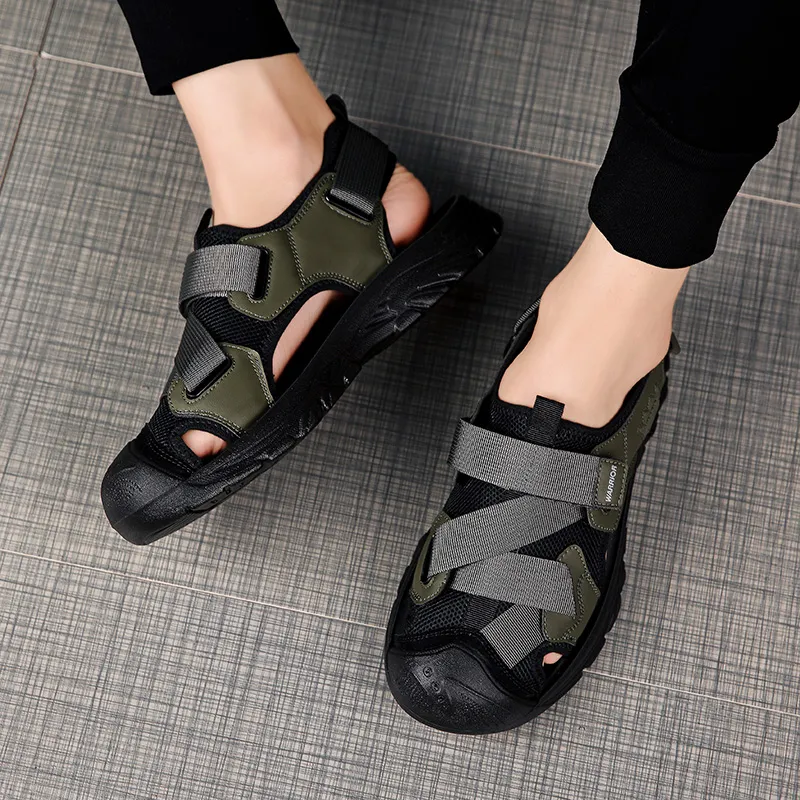 Warrior River Trekking Shoes Casual Chef Shoes Beach Sandals Men's Army Green/Black-9