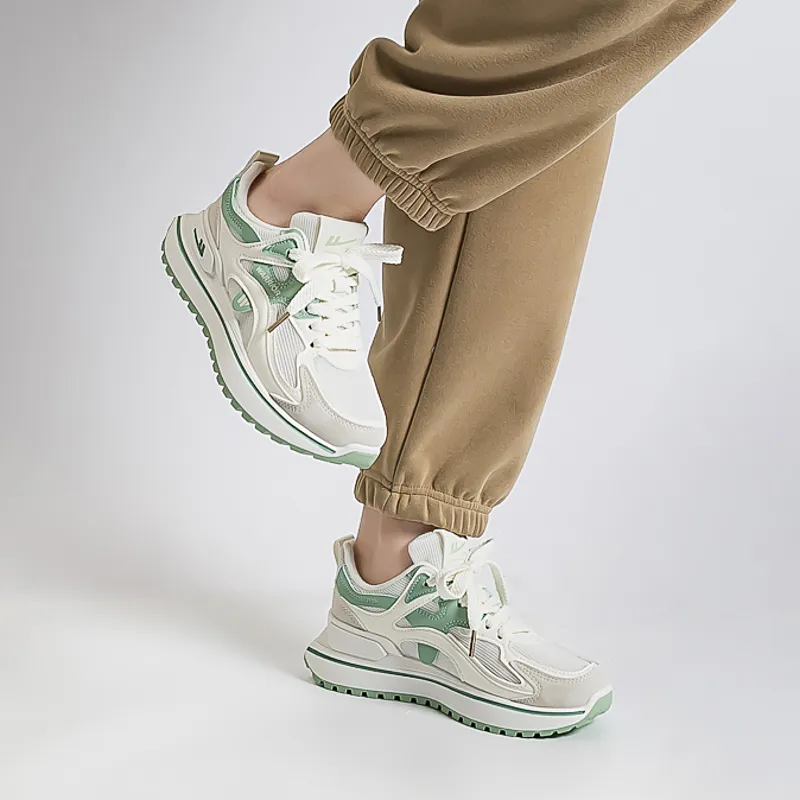 WARRIOR Chunky Sneakers Women's Low Top Green-4