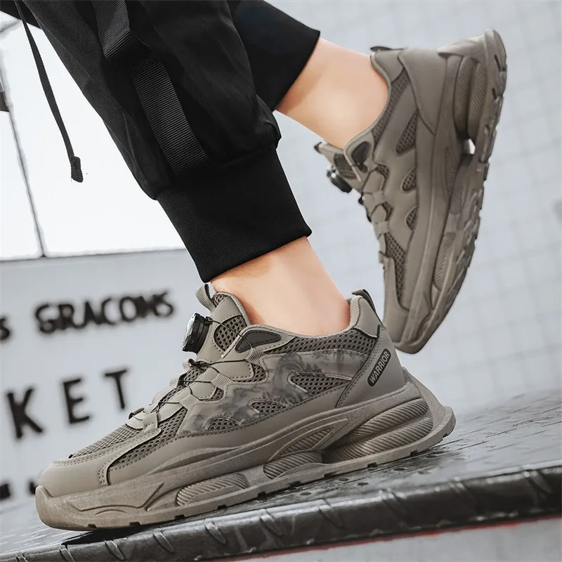 WARRIOR Chunky Sneakers Men Low Top Khaki/Black-10