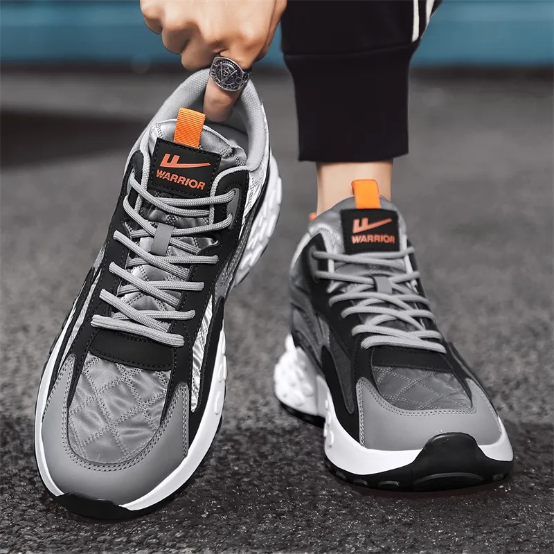 Warrior Anti Slip Wear Resistant High Top Chunky Sneakers Men's Gray Black-5