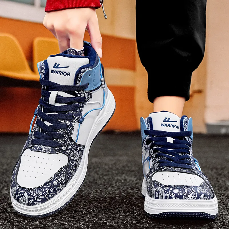 WARRIOR Skateboard Shoes Unisex High Top Gray/Blue-26