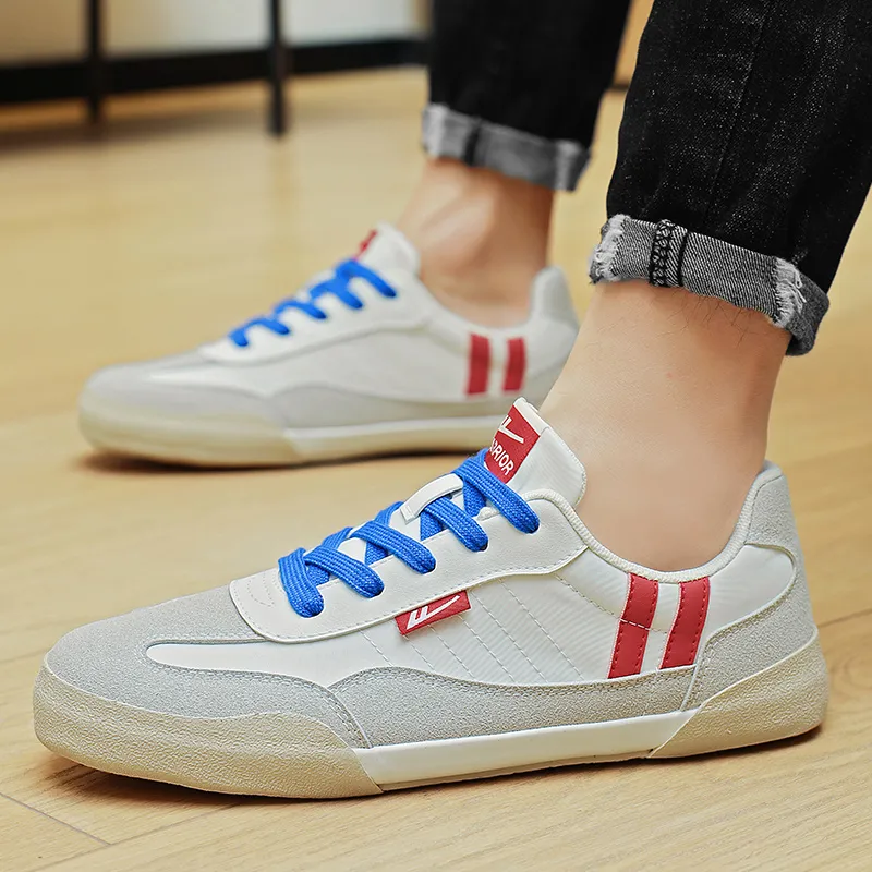 WARRIOR Canvas Shoes Unisex Low Top Gray/Red-12