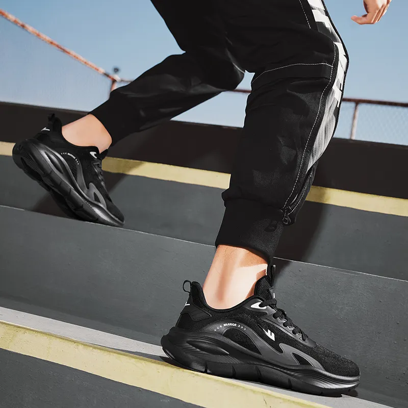 Warrior Coverage Lightweight, Breathable, Slip Resistant Low Top Running Shoes Men's Black Gray-4