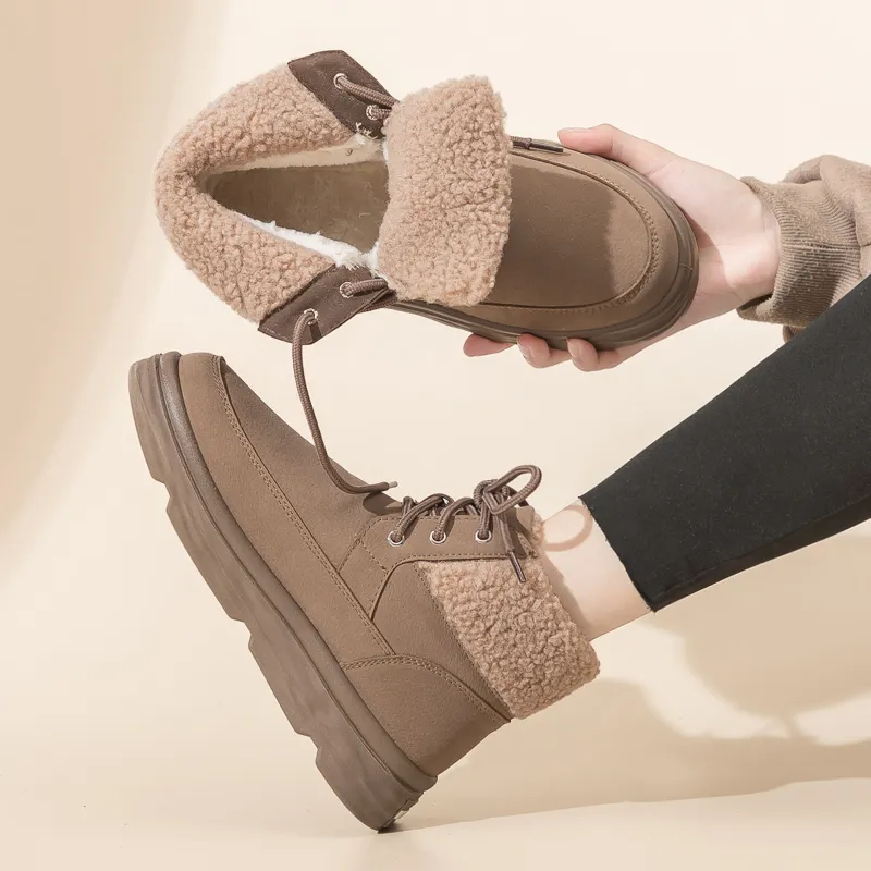 Warrior Thermal Abrasion Resistant Slip Resistant Short Snow Boots Women's Camel-2