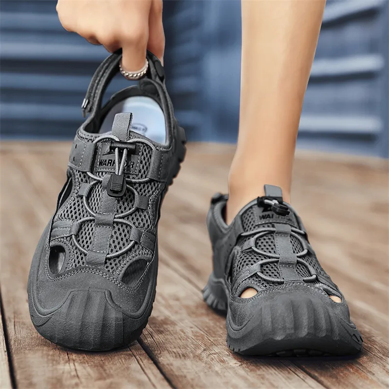 Warrior River Trekking Shoes Wear resistant, Lightweight, Breathable, And Non slip. Beach Sandals Men's Gray-4
