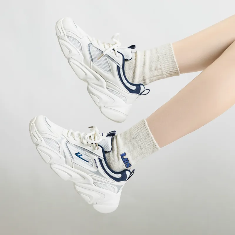 Warrior Abrasion Resistant Coverage Lightweight Low Top Chunky Sneakers Women's Beige Gray Light Blue-5
