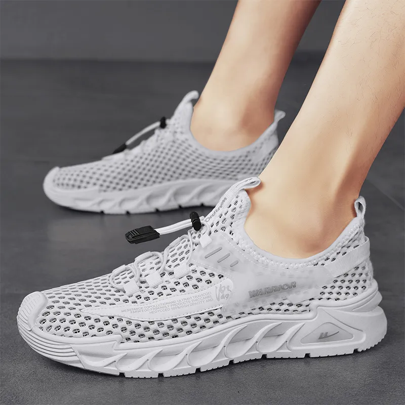 Warrior Lazy Slip on Cushioned Wear Resistant Lightweight Breathable Slip Resistant Low Top Casual Shoes Men's White-5