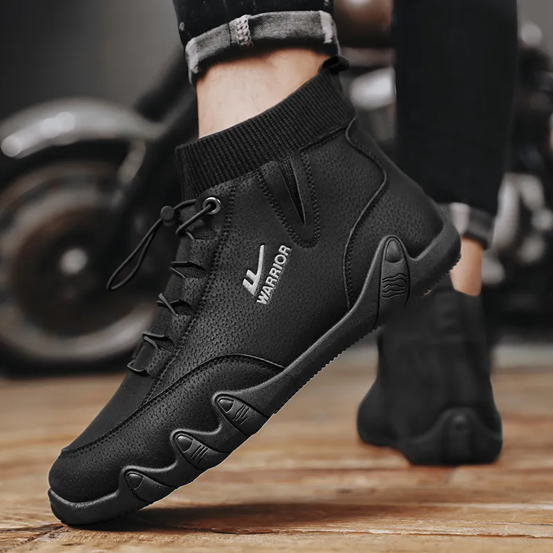 Warrior Coverage Slip Resistant And Abrasion Resistant Mid Top Skateboard Shoes Men's Black-5