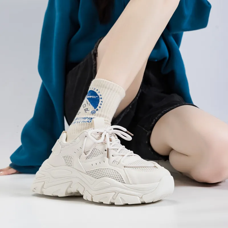 Warrior Shock Absorbers Slip Resistant, Abrasion Resistant, Breathable Low Top Chunky Sneakers Women's-3