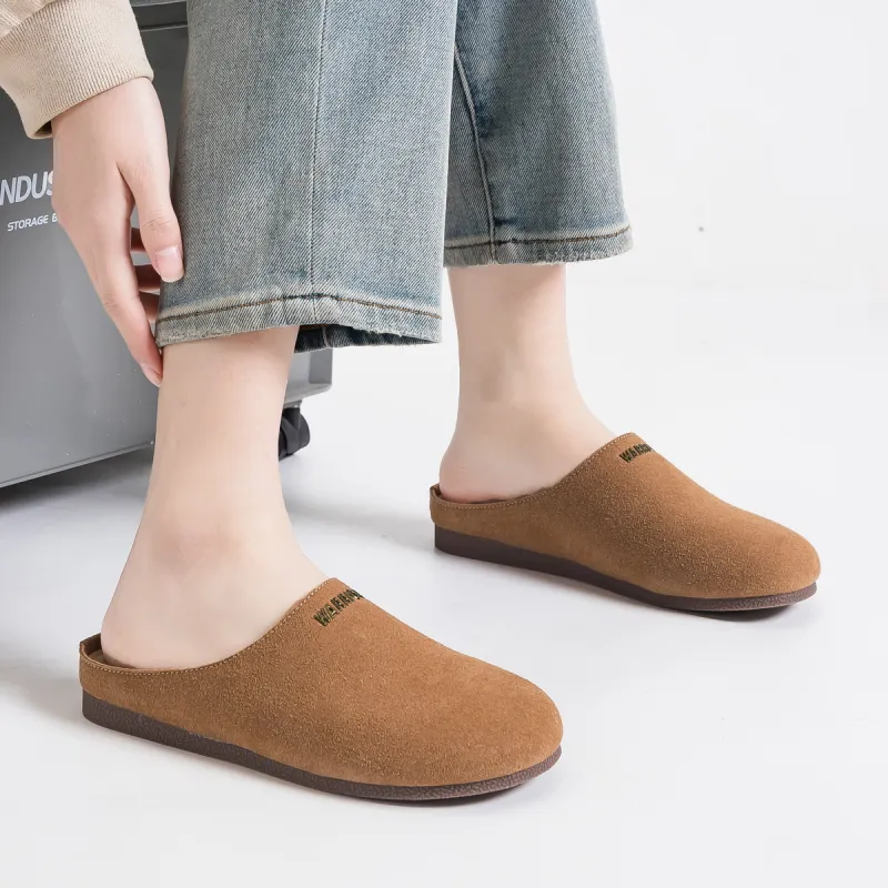 Warrior Stitching Slip Resistant Abrasion Resistant Closed Toe Slippers Women's Brown-4