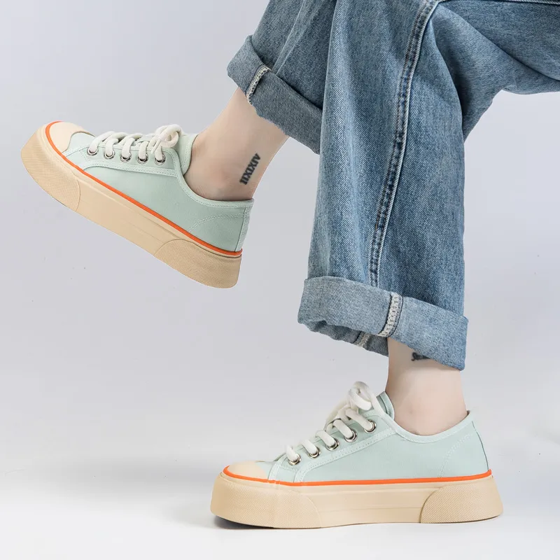 Warrior Wear resistant, Lightweight, Breathable, And Non slip. Low Top Canvas Shoes Women's Light Green-4