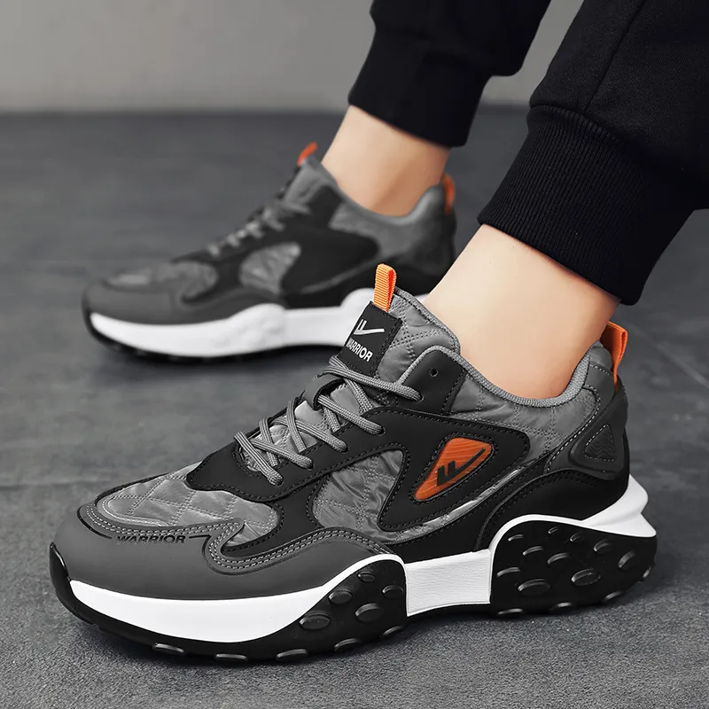 Warrior Slip Resistant Abrasion Resistant Shock Absorbers Low Top Chunky Sneakers Men's Black Gray Orange-10