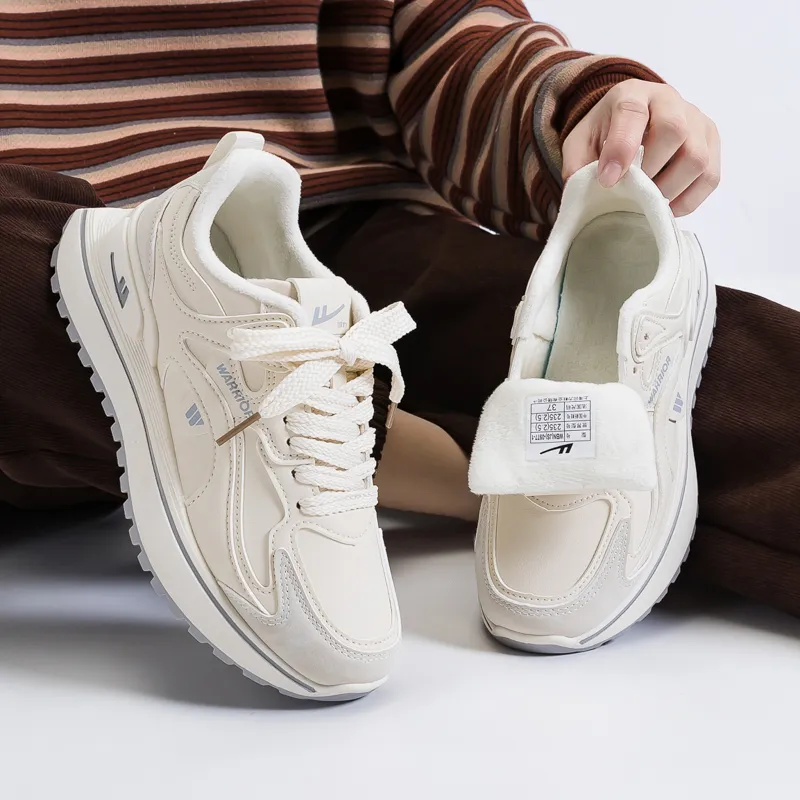 Warrior Low Top Chunky Sneakers Women's Beige Gray-6