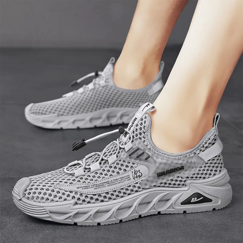 Warrior Lazy Slip on Cushioned Wear Resistant Lightweight Breathable Slip Resistant Low Top Casual Shoes Men's Gray-9