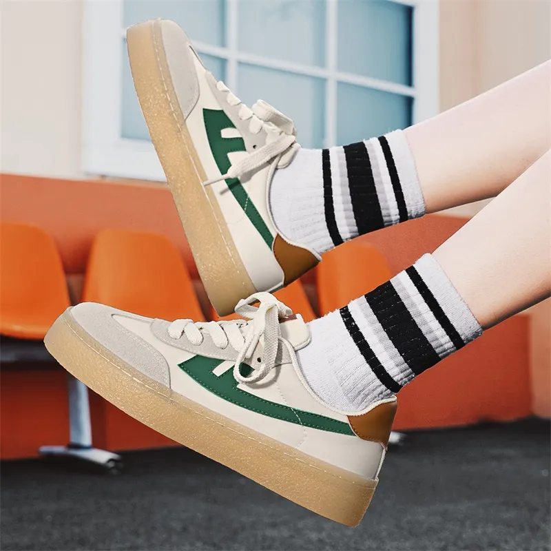 Warrior Anti Slip And Wear Resistant Lightweight Height Increasing Low Top Skateboard Shoes Unisex Beige Green Orange-10