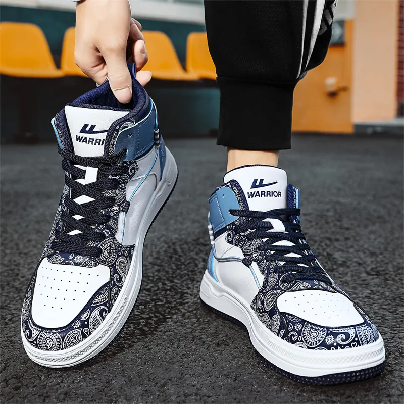 WARRIOR Skateboard Shoes Unisex High Top Gray/Blue-19
