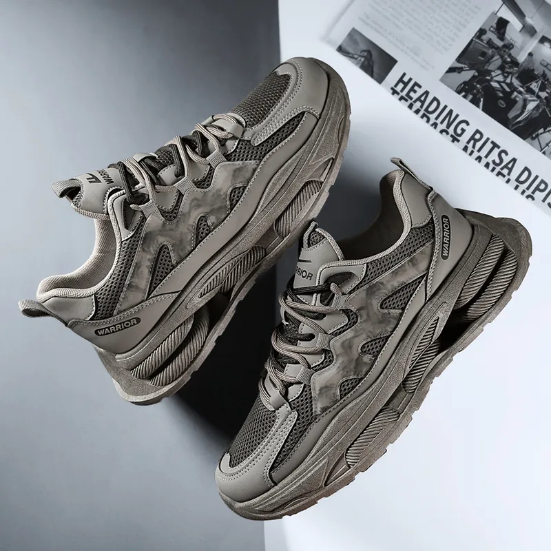WARRIOR Chunky Sneakers Unisex Low Top Gray-7