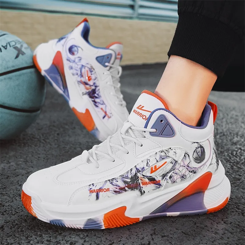 WARRIOR Basketball Shoes Men Low Top Orange-4