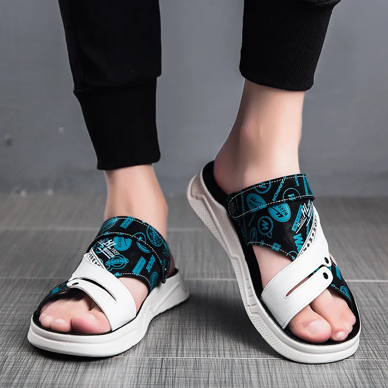 Warrior Casual Chef Shoes Beach Sandals Men's White Black Blue-4