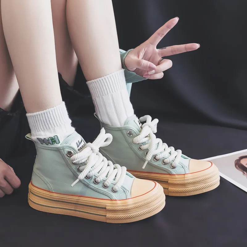 Warrior Slip Resistant, Abrasion Resistant, Breathable, Lightweight, Height Increasing High Top Canvas Shoes Women's-4