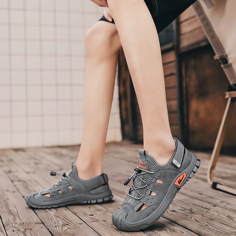 Warrior River Trekking Shoes Wear resistant, Lightweight, Breathable, And Non slip. Beach Sandals Men's Gray-7