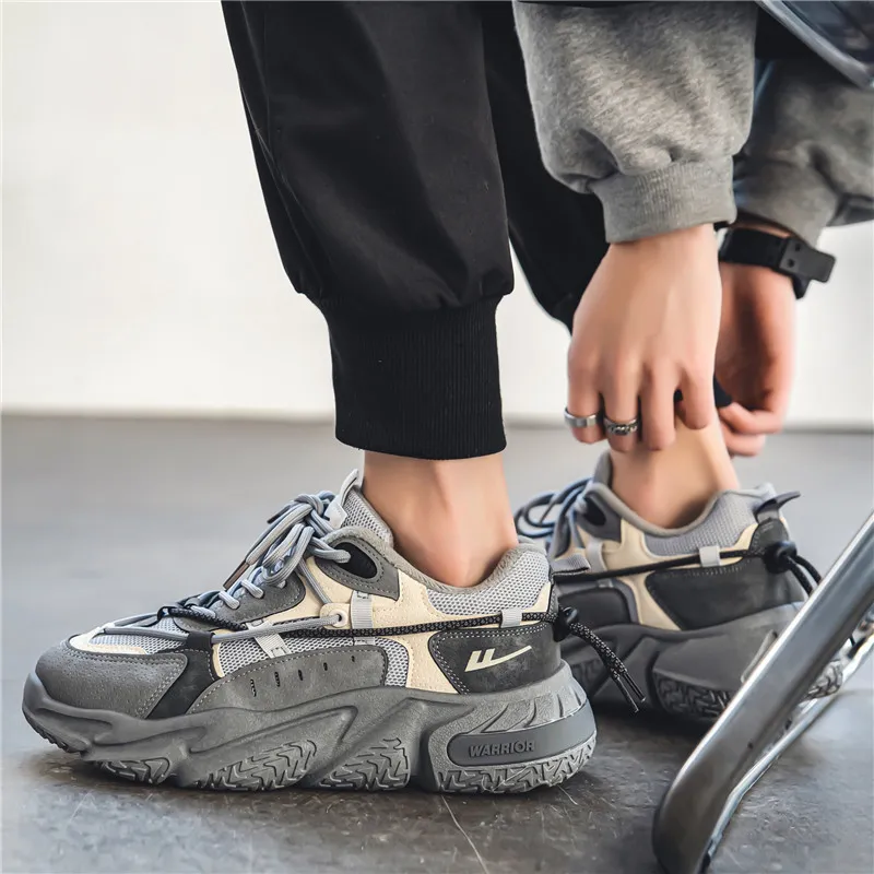 Warrior Warrior Anti-Slip Wear-Resistant Breathable Lightweight Height Increasing Warm Low-Top Chunky Sneakers Unisex-12