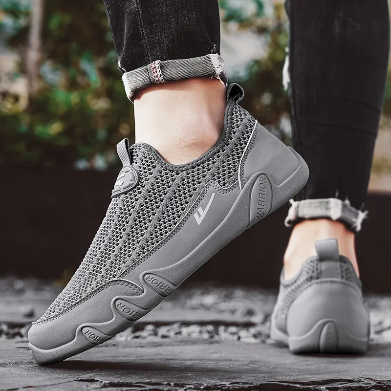 Warrior Slip on Slip on Shoes Wear resistant, Lightweight, Breathable, And Non slip. Low Top Casual Shoes Men's Gray-5