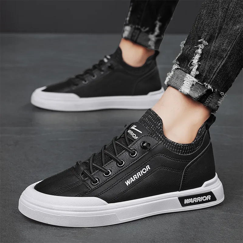 Warrior Slip on Slip on Shoes Abrasion Resistant Lightweight Slip Resistant Low Top Skateboard Shoes Men Black White-11