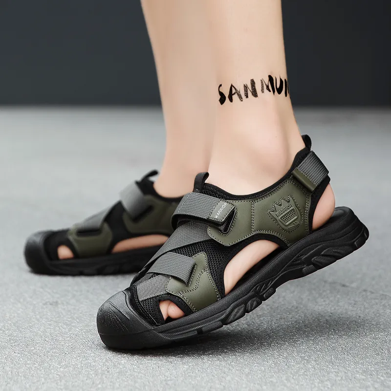 Warrior River Trekking Shoes Casual Chef Shoes Beach Sandals Men's Army Green/Black-5