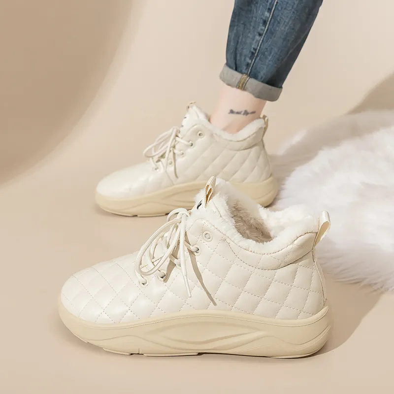 Warrior Thermal Coverage Abrasion Resistant Slip Resistant Ankle Length Snow Boots Women's Beige-7