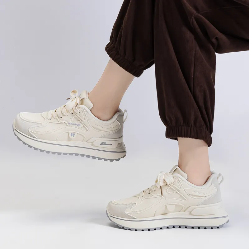 Warrior Low Top Chunky Sneakers Women's Beige Gray-3
