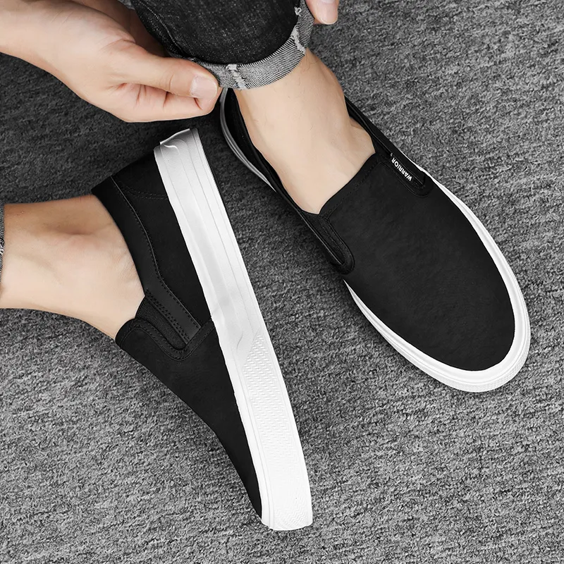 Warrior Slip on Shoes Wear resistant, Lightweight, Breathable, And Non slip. Low Top Canvas Shoes Men's Black-8