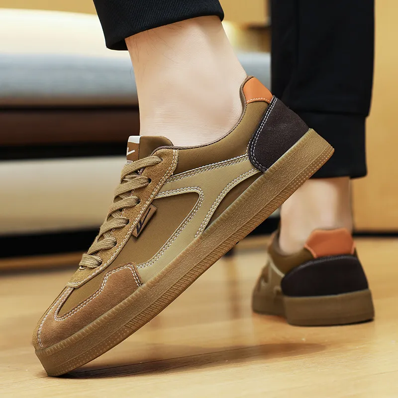Warrior Anti Slip And Wear Resistant Lightweight Low Top Skateboard Shoes Unisex Khaki Brown Orange-4