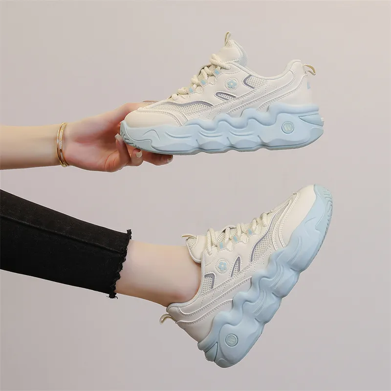 WARRIOR Chunky Sneakers Women's Low Top Blue-4
