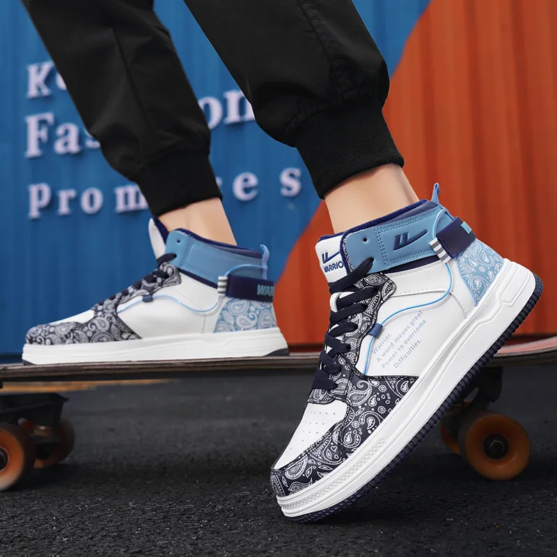 WARRIOR Skateboard Shoes Unisex High Top Gray/Blue-27