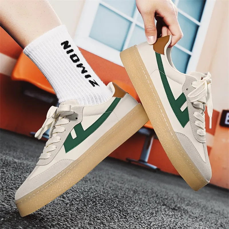 Warrior Anti Slip And Wear Resistant Lightweight Height Increasing Low Top Skateboard Shoes Unisex Beige Green Orange-8