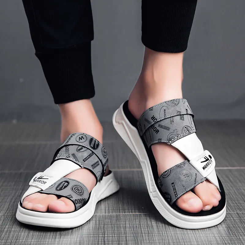 Warrior Casual Chef Shoes Beach Sandals Men's White Gray Black-2