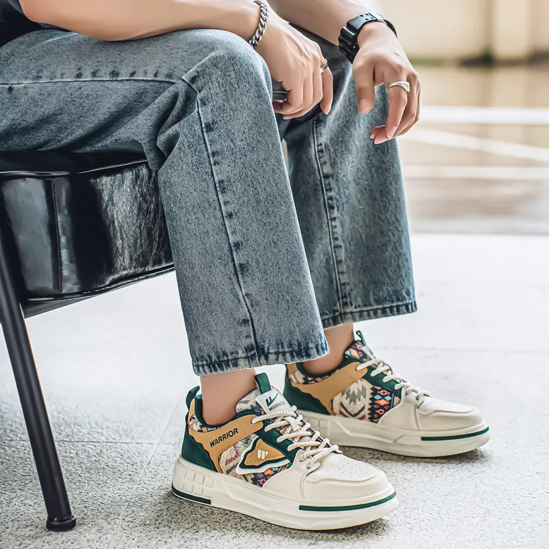 WARRIOR Skateboard Shoes Men Low Top Khaki-6