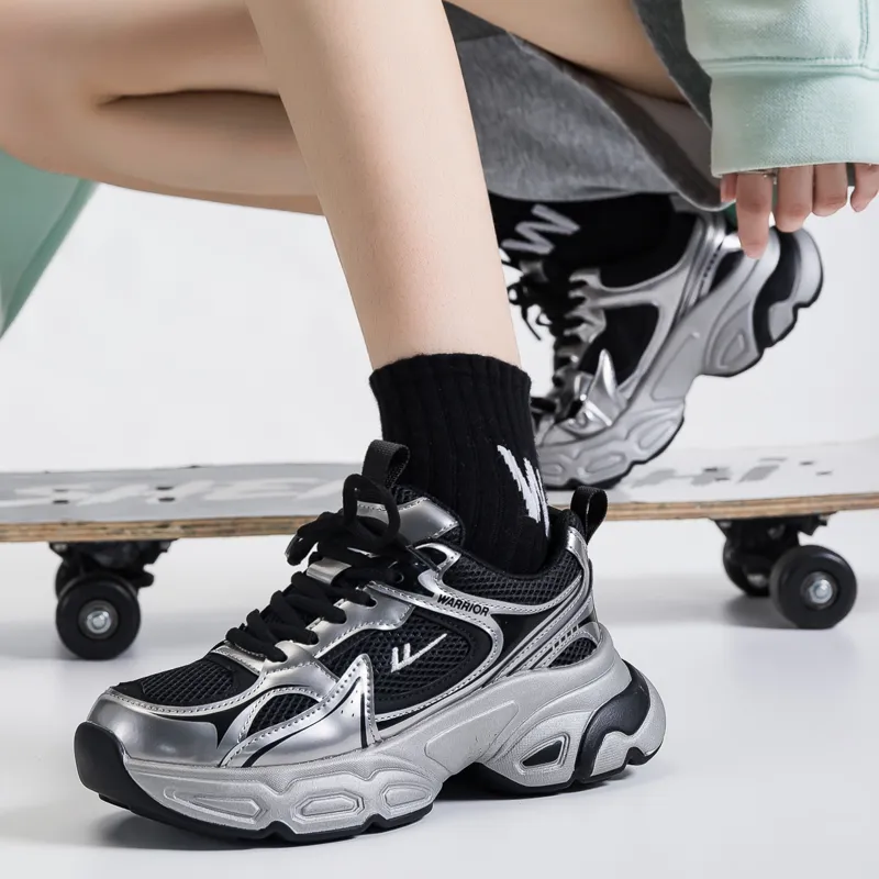 Warrior Cushioning Anti-Slip Wear-Resistant Breathable Lightweight Height Increasing Low-Top Chunky Sneakers Women's-8