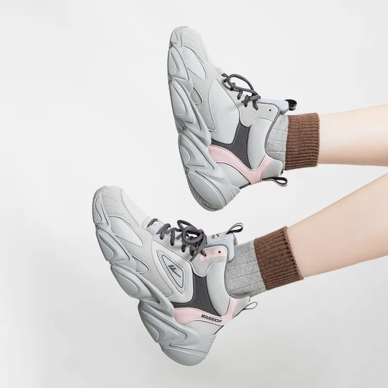 Warrior Slip Resistant, Abrasion Resistant, Thermal High Top Chunky Sneakers Women's Gray Pink Dark Brown-6
