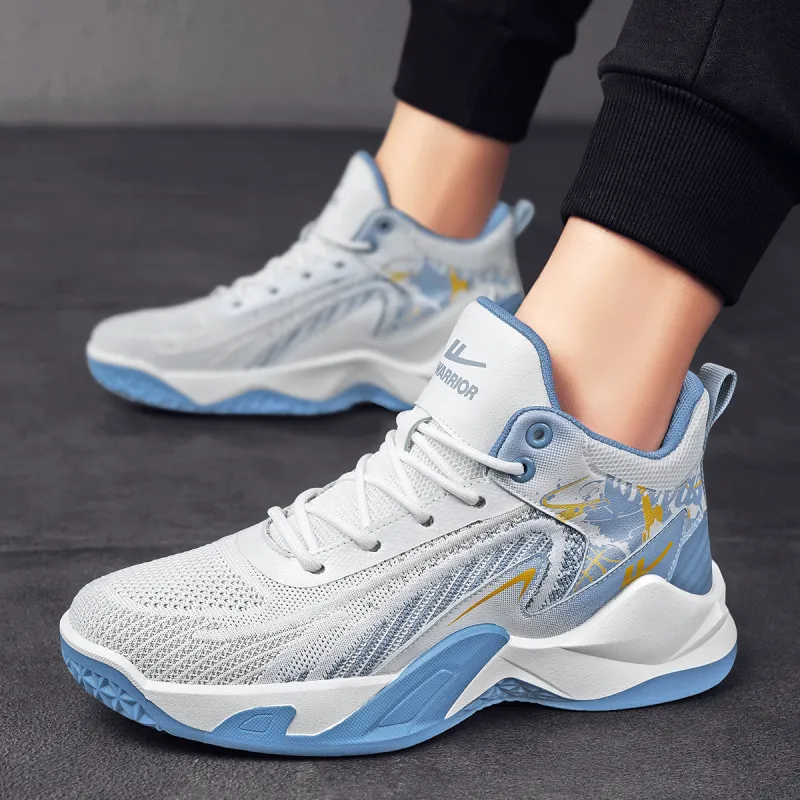 WARRIOR Basketball Shoes Men High Top White/Blue-10
