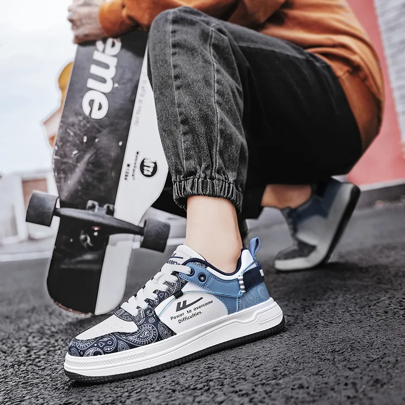 WARRIOR Skateboard Shoes Unisex High Top Dark Blue/Light Blue-25