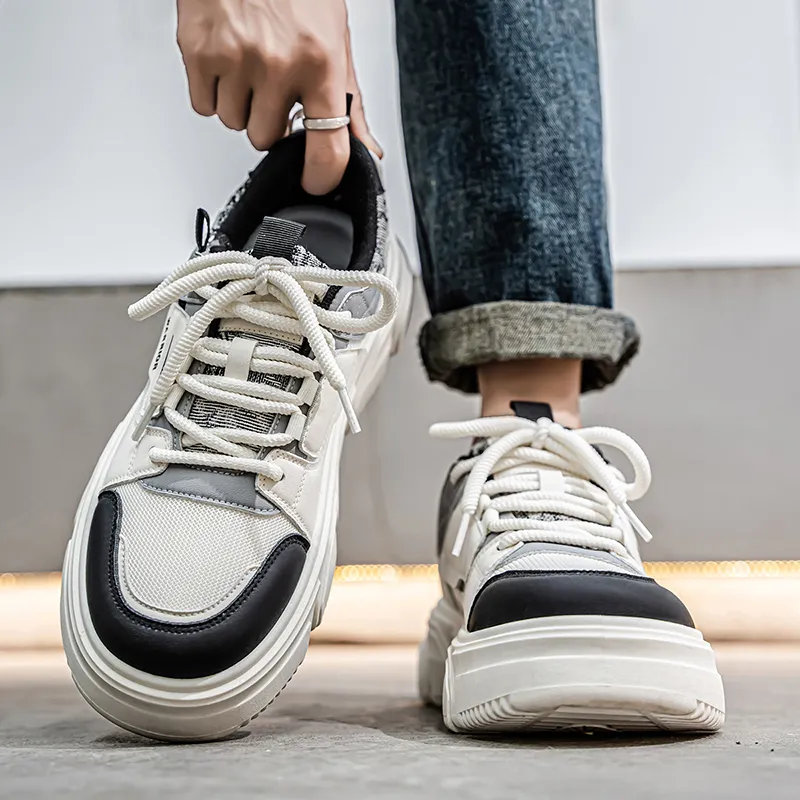 Warrior Coverage Height Increasing Abrasion Resistant Lightweight Slip Resistant Low Top Casual Shoes Men's Beige Black-5