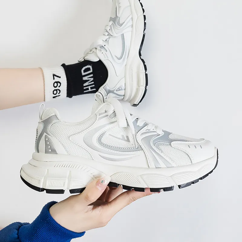 Warrior Height Increasing Abrasion Resistant Lightweight Breathable Slip Resistant Low Top Chunky Sneakers Women's-3