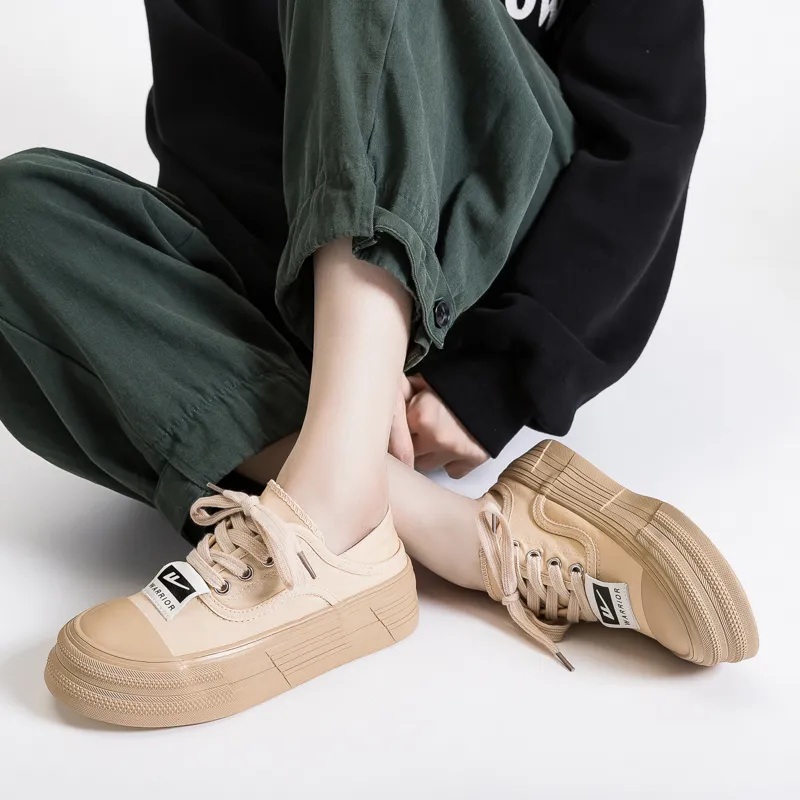 Warrior Anti Slip And Wear Resistant Breathable Lightweight Height Increasing Cushioning Low Top Canvas Shoes Women's-12
