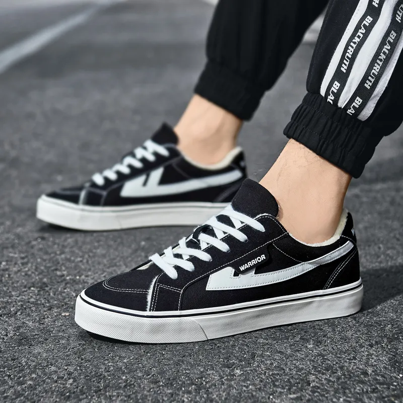 Warrior Huichao Thermal Abrasion Resistant Lightweight Slip Resistant Low Top Canvas Shoes Unisex Black Beige-10