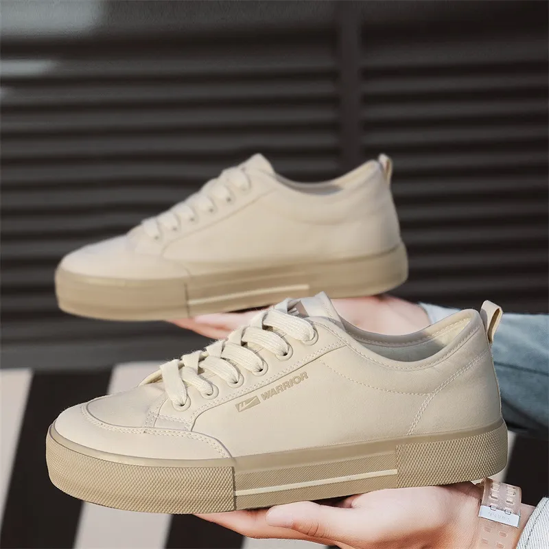 Warrior Wear resistant, Lightweight, Breathable, And Non slip. Low Top Canvas Shoes Men's Beige-9