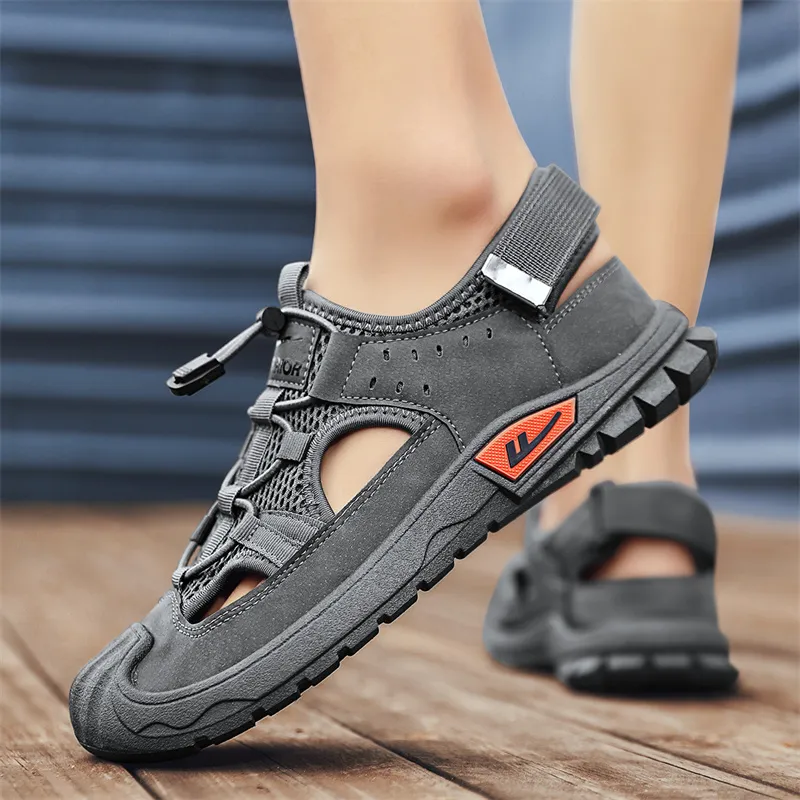 Warrior River Trekking Shoes Wear resistant, Lightweight, Breathable, And Non slip. Beach Sandals Men's Gray-5