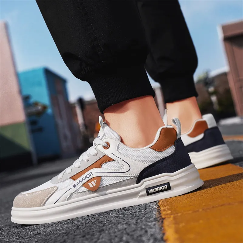 Warrior Coverage Slip Resistant And Abrasion Resistant Low Top Skateboard Shoes Men's Beige Gray Orange Dark Blue-5